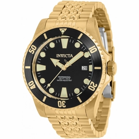 Invicta Men's Automatic Watch - Pro Diver Black Dial Yellow Gold Bracelet | 39758