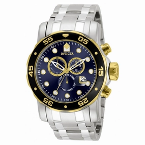 Invicta Men's Chronograph Watch - Pro Diver Blue Dial Steel Bracelet Dive | 80041