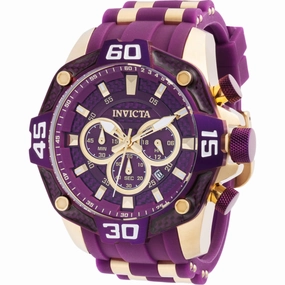 Invicta Men's Chronograph Watch - Pro Diver Purple and Gold Tone Dial Strap | 40863
