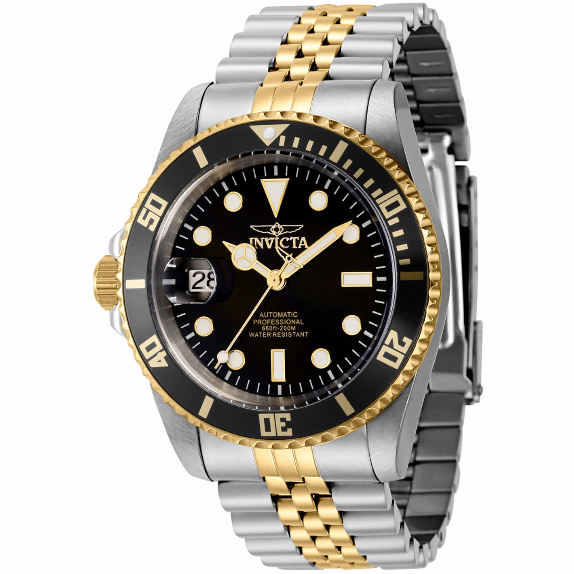 Invicta Men's Left Handed Watch - Pro Diver Two Tone Silver, Yellow Bracelet | 43986