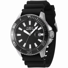 Invicta Men's Quartz Watch - Pro Diver Black/Silver Tone Bezel Silicone Strap | 46087