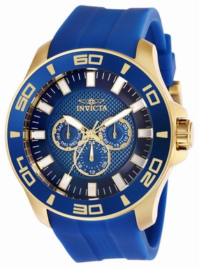 Invicta Men's Quartz Watch - Pro Diver Blue & Gold Tone Dial Blue Strap | 28002