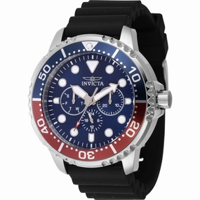 Invicta Men's Quartz Watch - Pro Diver Blue and Red Bezel Black Silicone Strap | 47231