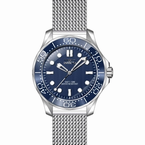 Invicta Men's Quartz Watch - Pro Diver Blue Dial Silver Tone Mesh Bracelet | 45981