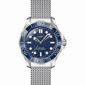 Invicta Men's Quartz Watch - Pro Diver Blue Dial Silver Tone Mesh Bracelet | 45981
