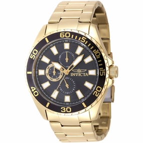 Invicta Men's Quartz Watch - Pro Diver Charcoal Dial Yellow Gold Bracelet | 47578