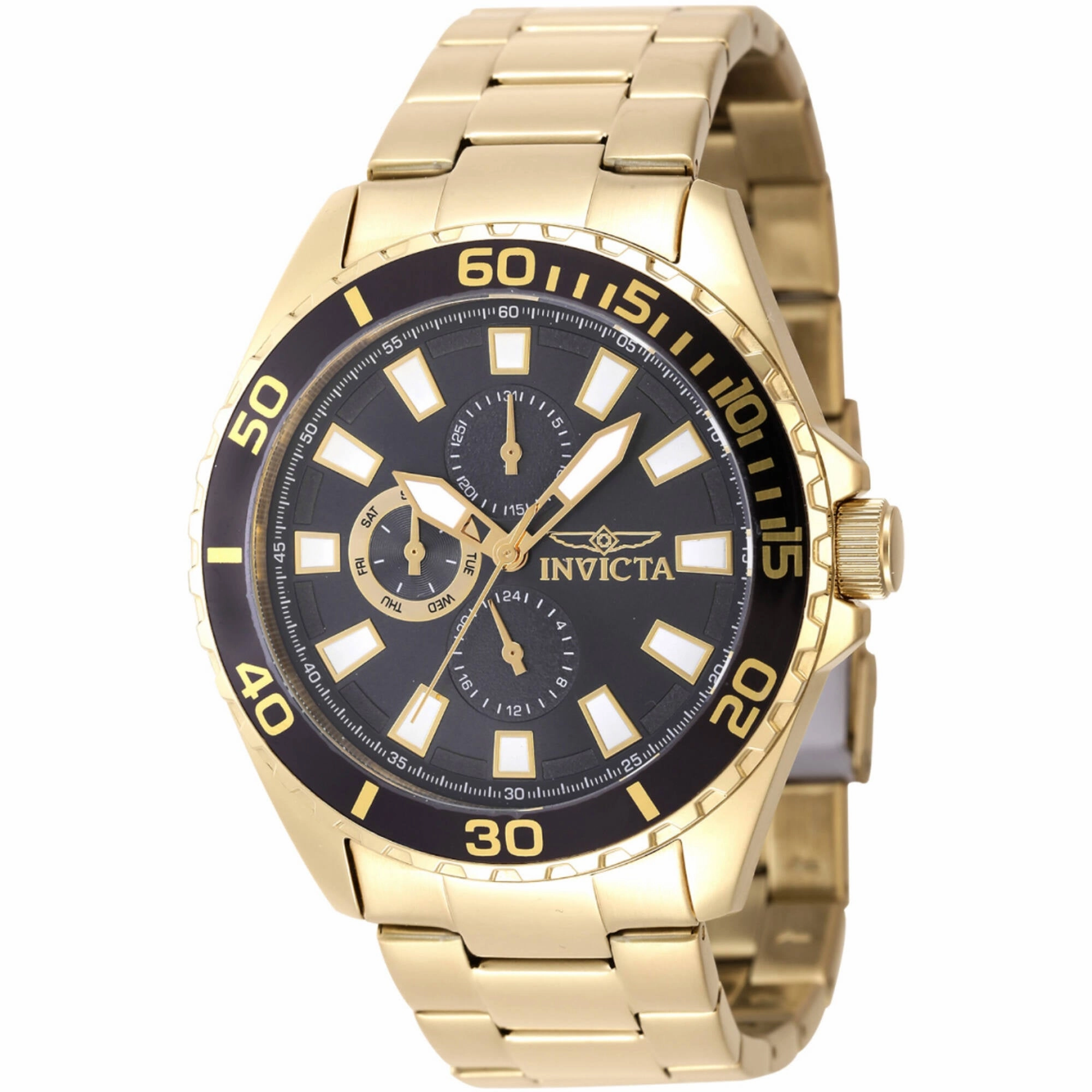 Invicta Men's Quartz Watch - Pro Diver Charcoal Dial Yellow Gold Bracelet | 47578