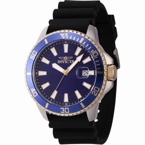 Invicta Men's Quartz Watch - Pro Diver Date Blue Dial Black Silicone Strap | 46133