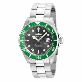 Invicta Men's Stainless Steel Watch - Pro Diver Dive Green Accented Bezel Grey Dial | 22021
