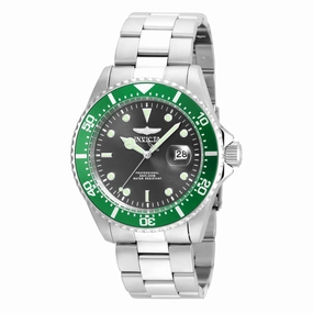Invicta Men's Stainless Steel Watch - Pro Diver Dive Green Accented Bezel Grey Dial | 22021