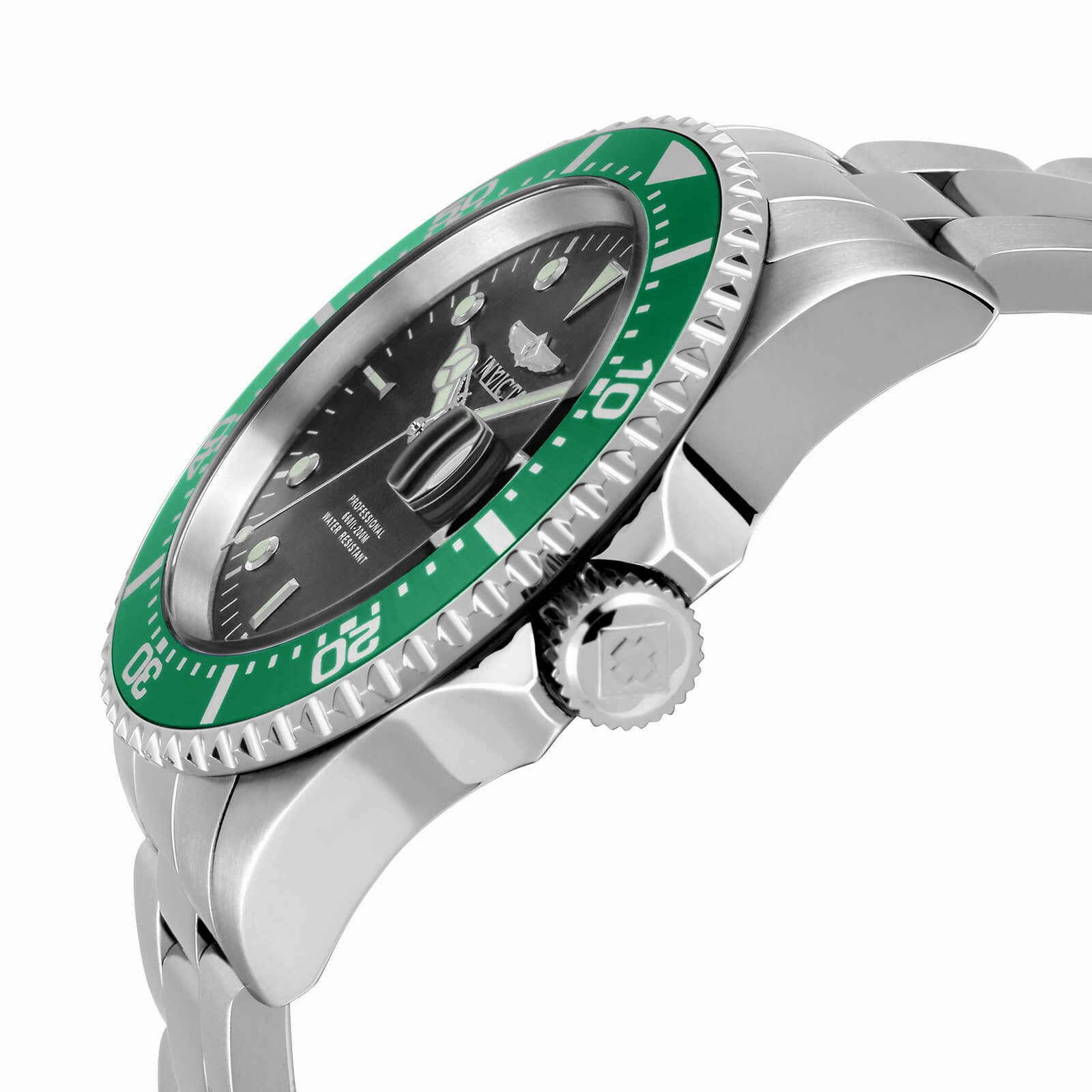 Invicta Men's Stainless Steel Watch - Pro Diver Dive Green Accented Bezel Grey Dial | 22021