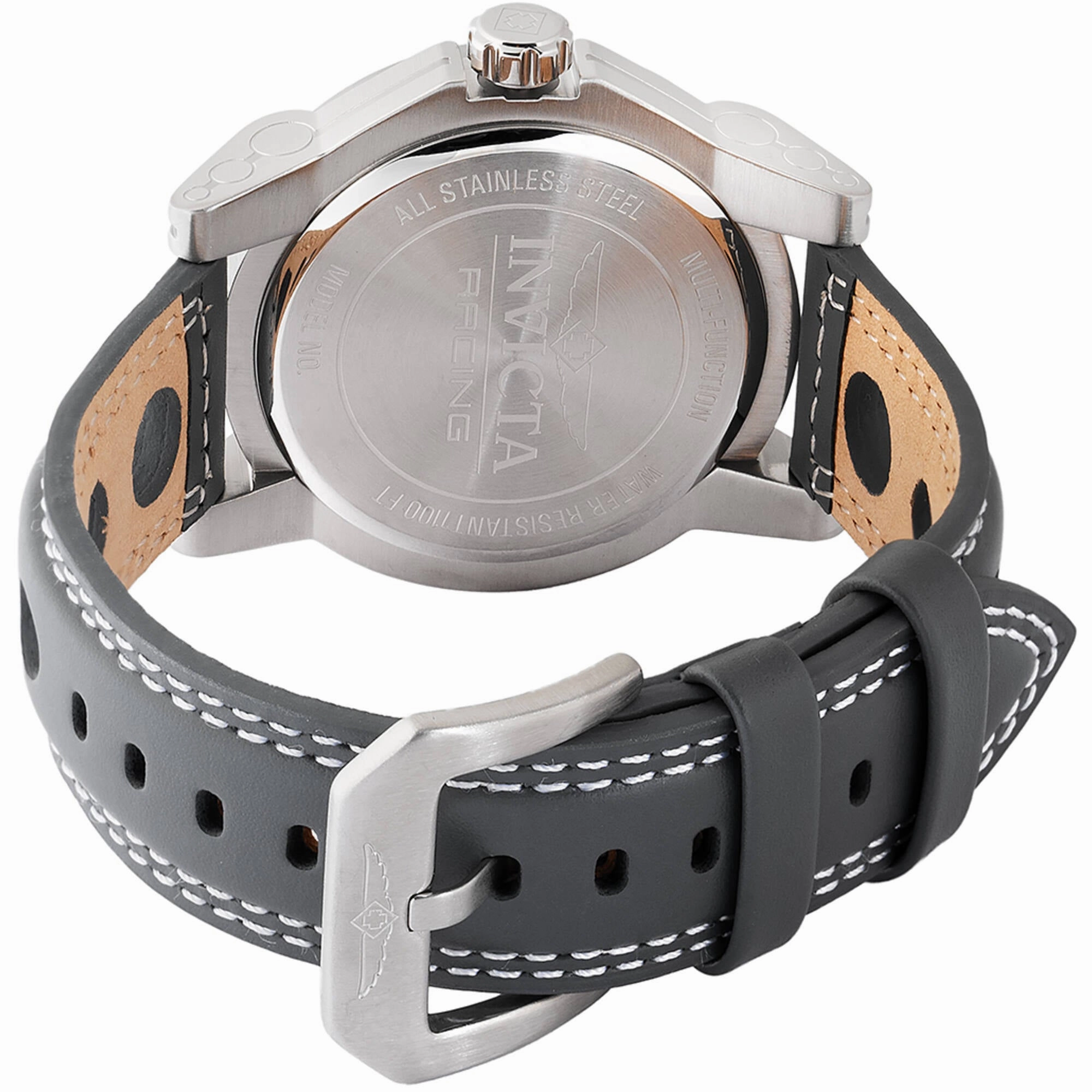 Invicta Men's Watch - Invicta Racing Quartz Silver Case Grey Leather Strap | 47537
