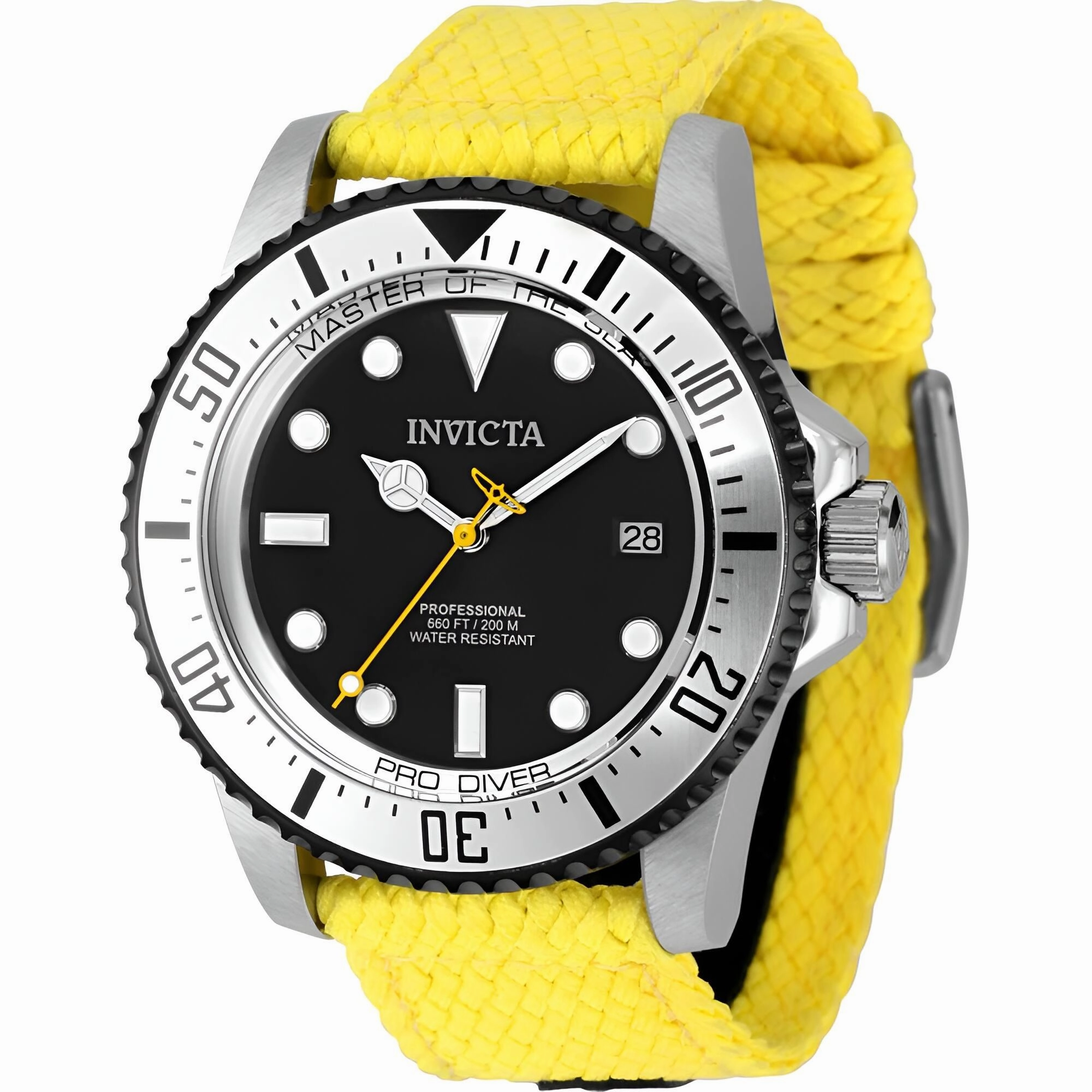 Invicta Men's Watch - Pro Diver Automatic Black Dial Yellow Polyester Strap | 37410
