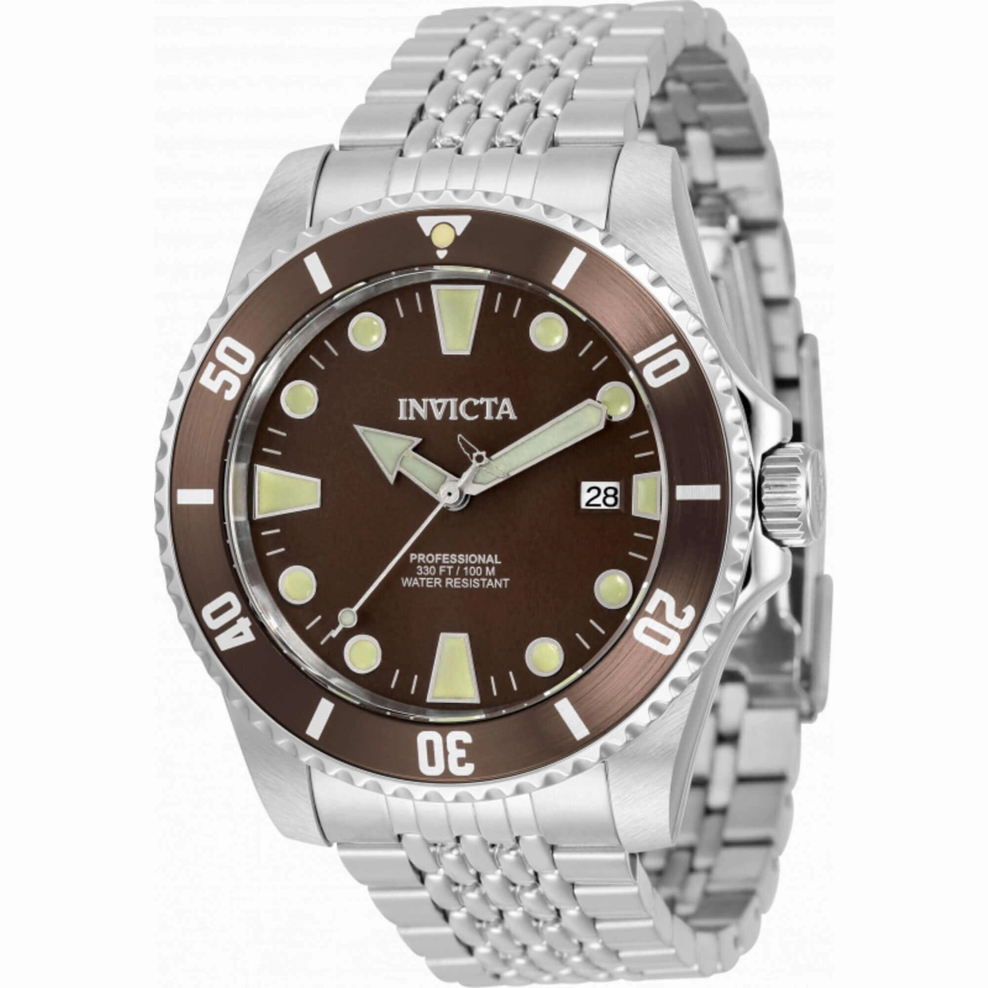 Invicta Men's Watch - Pro Diver Automatic Brown Dial Silver Steel Bracelet | 33504