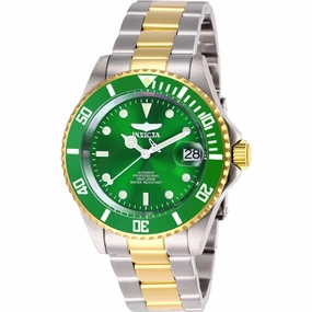 Invicta Men's Watch - Pro Diver Automatic Green Dial Two Tone Steel Bracelet | 28661
