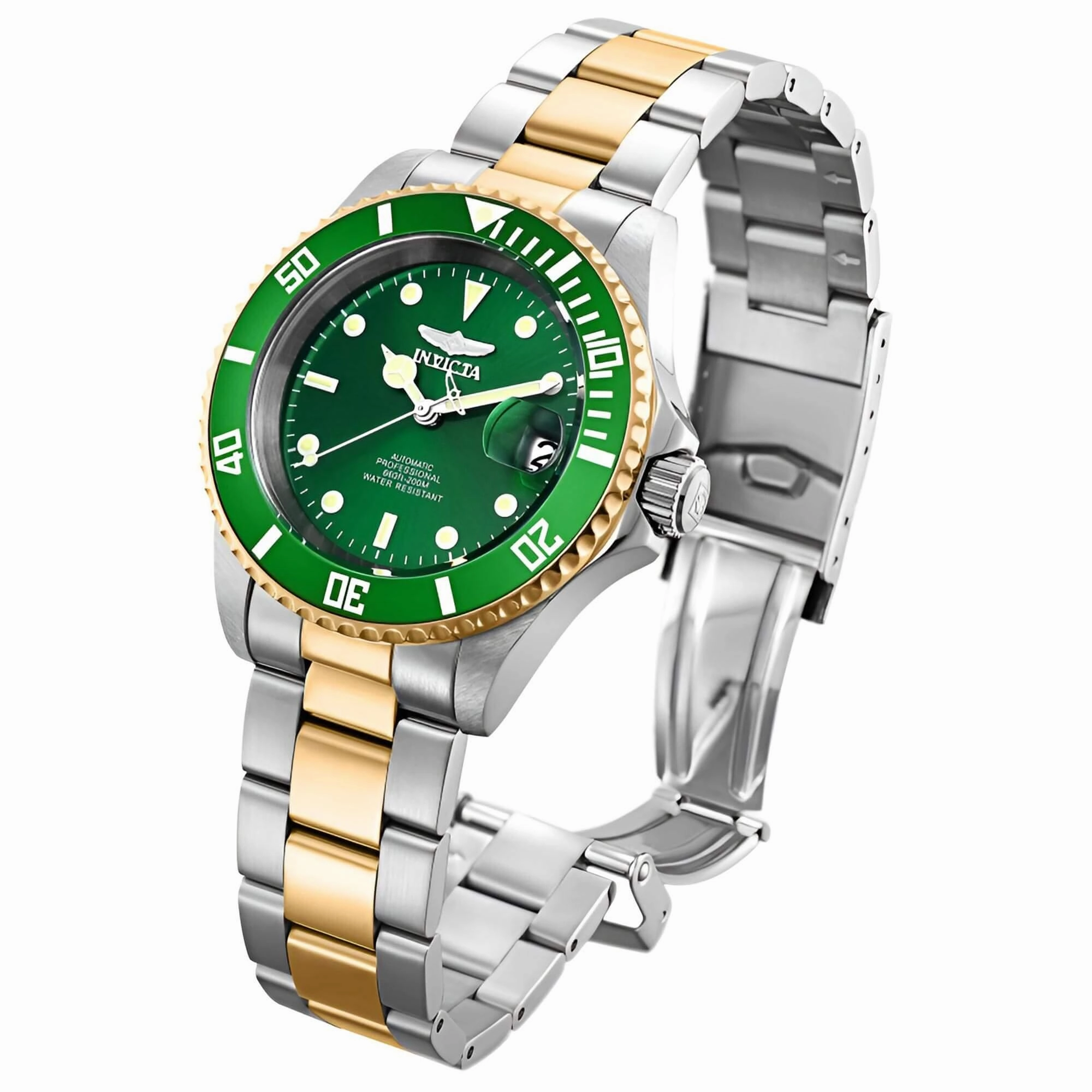 Invicta Men's Watch - Pro Diver Automatic Green Dial Two Tone Steel Bracelet | 28661