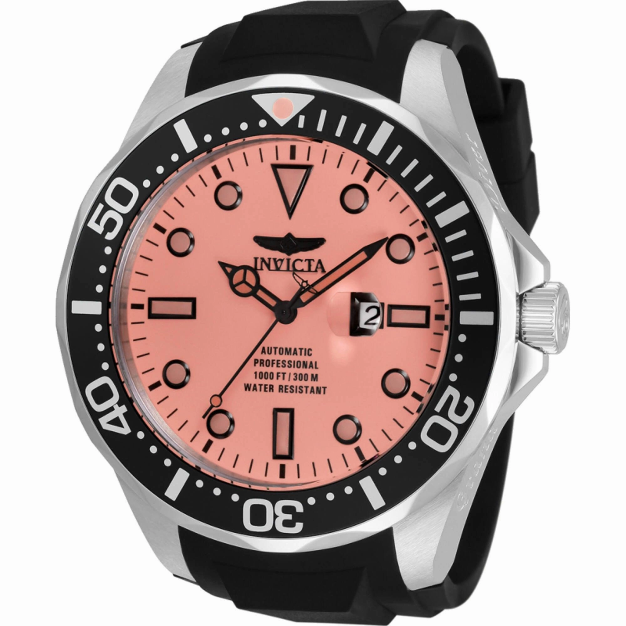 Invicta Men's Watch - Pro Diver Automatic Red Dial Black Silicone Strap | 33606