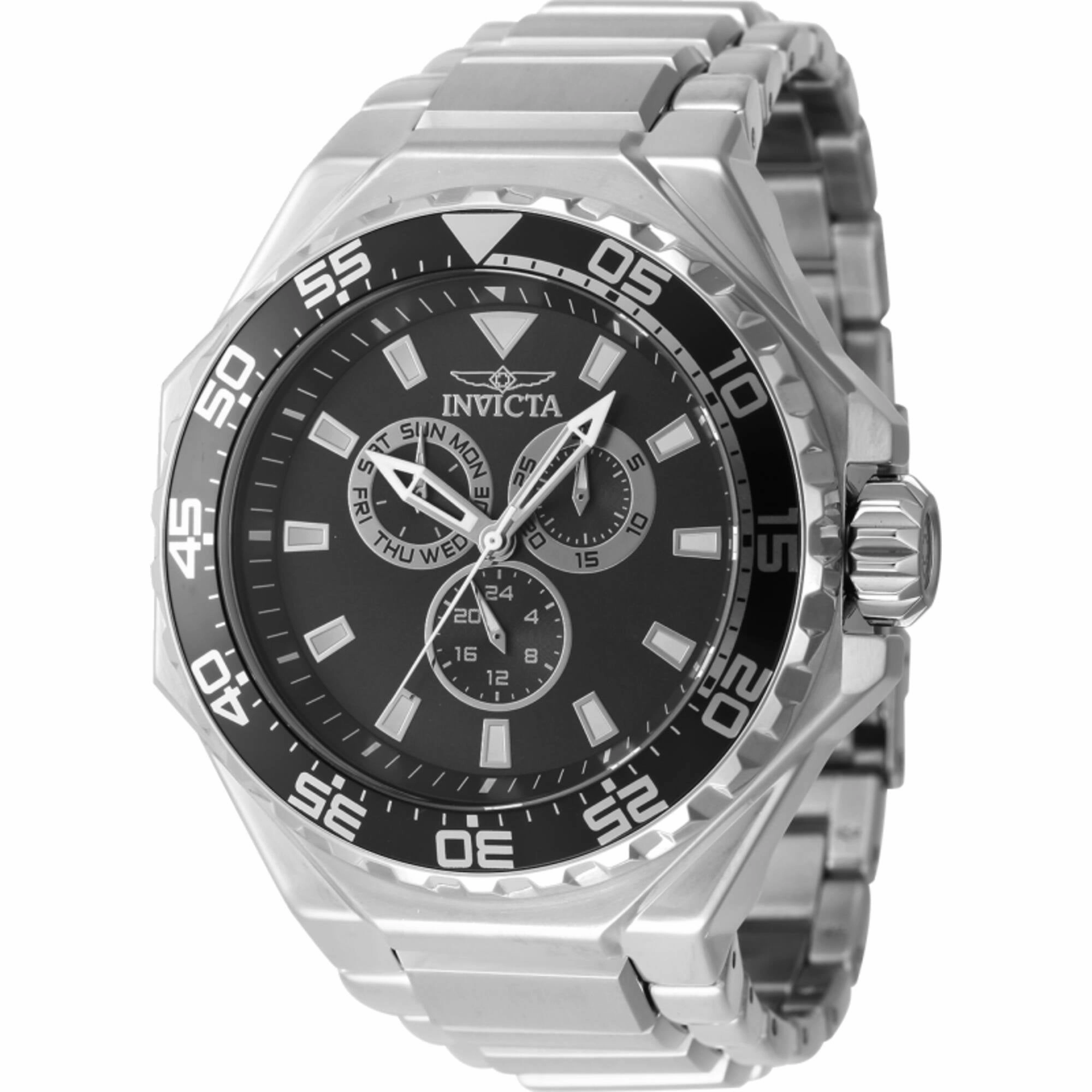 Invicta Men's Watch - Pro Diver Black Dial Silver Stainless Steel Bracelet | 46556