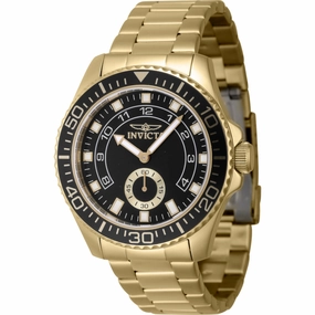 Invicta Men's Watch - Pro Diver Black Dial Yellow Gold Steel Bracelet Quartz | 47131