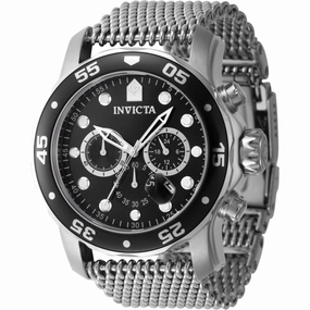 Invicta Men's Watch - Pro Diver Chronograph Black Dial Silver Steel Bracelet | 47236
