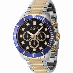 Invicta Men's Watch - Pro Diver Chronograph Black Dial Two Tone Steel Bracelet | 46047