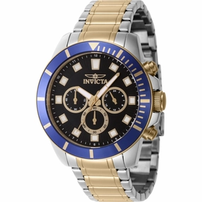 Invicta Men's Watch - Pro Diver Chronograph Black Dial Two Tone Steel Bracelet | 46047