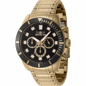 Invicta Men's Watch - Pro Diver Chronograph Black Dial Yellow Gold Bracelet | 46042