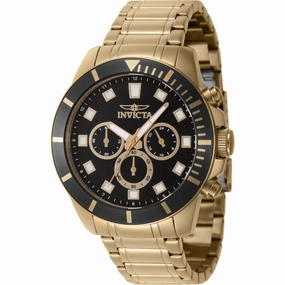 Invicta Men's Watch - Pro Diver Chronograph Black Dial Yellow Gold Bracelet | 46042