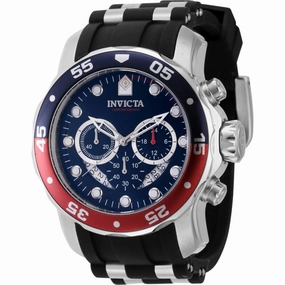 Invicta Men's Watch - Pro Diver Chronograph Blue Dial Silver and Black Strap | 44521