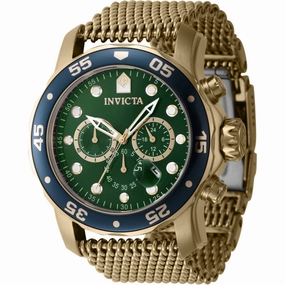 Invicta Men's Watch - Pro Diver Chronograph Green Dial Yellow Gold Bracelet | 47241