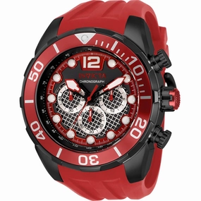 Invicta Men's Watch - Pro Diver Chronograph Red and Black Dial Rubber Strap | 33821