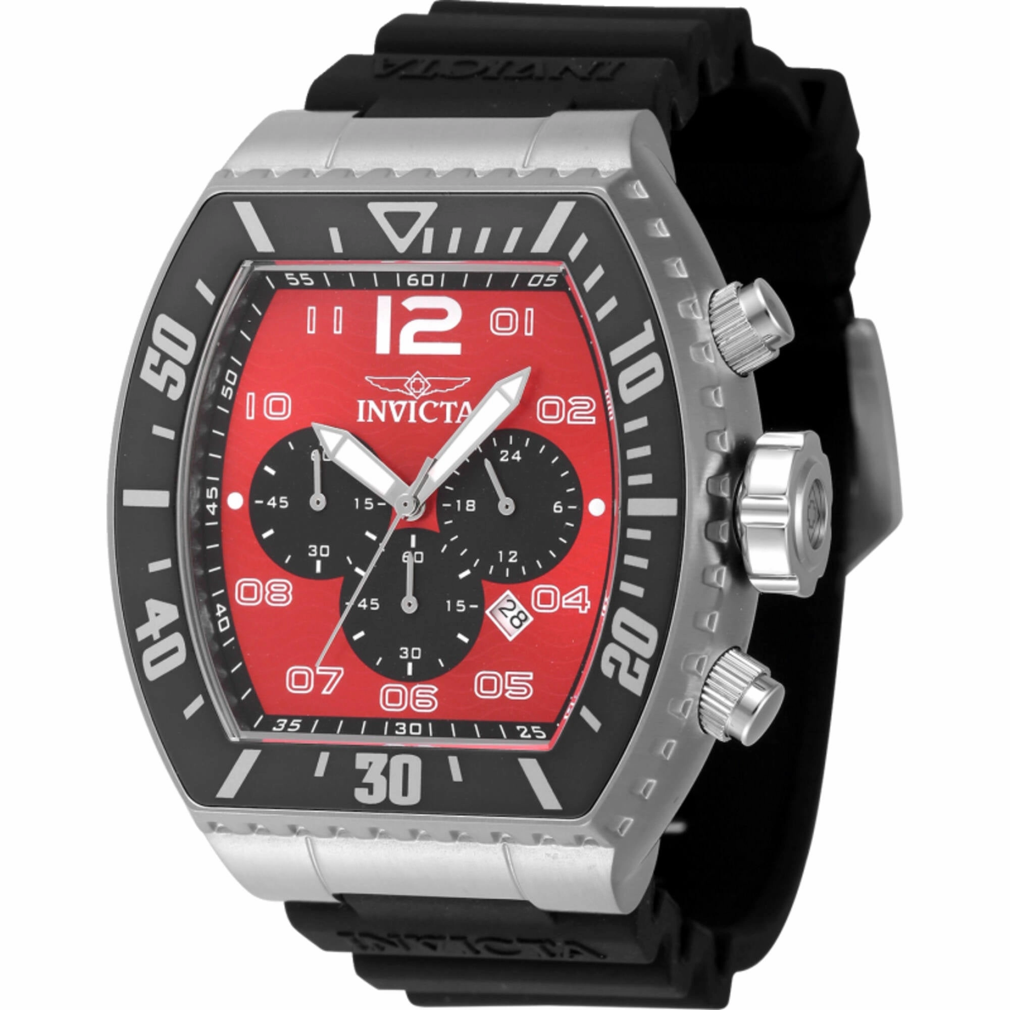 Invicta Men's Watch - Pro Diver Chronograph Red, Black Dial Silicone Strap | 47283
