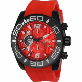 Invicta Men's Watch - Pro Diver Chronograph Red Dial Silicone Rubber Strap | 24161