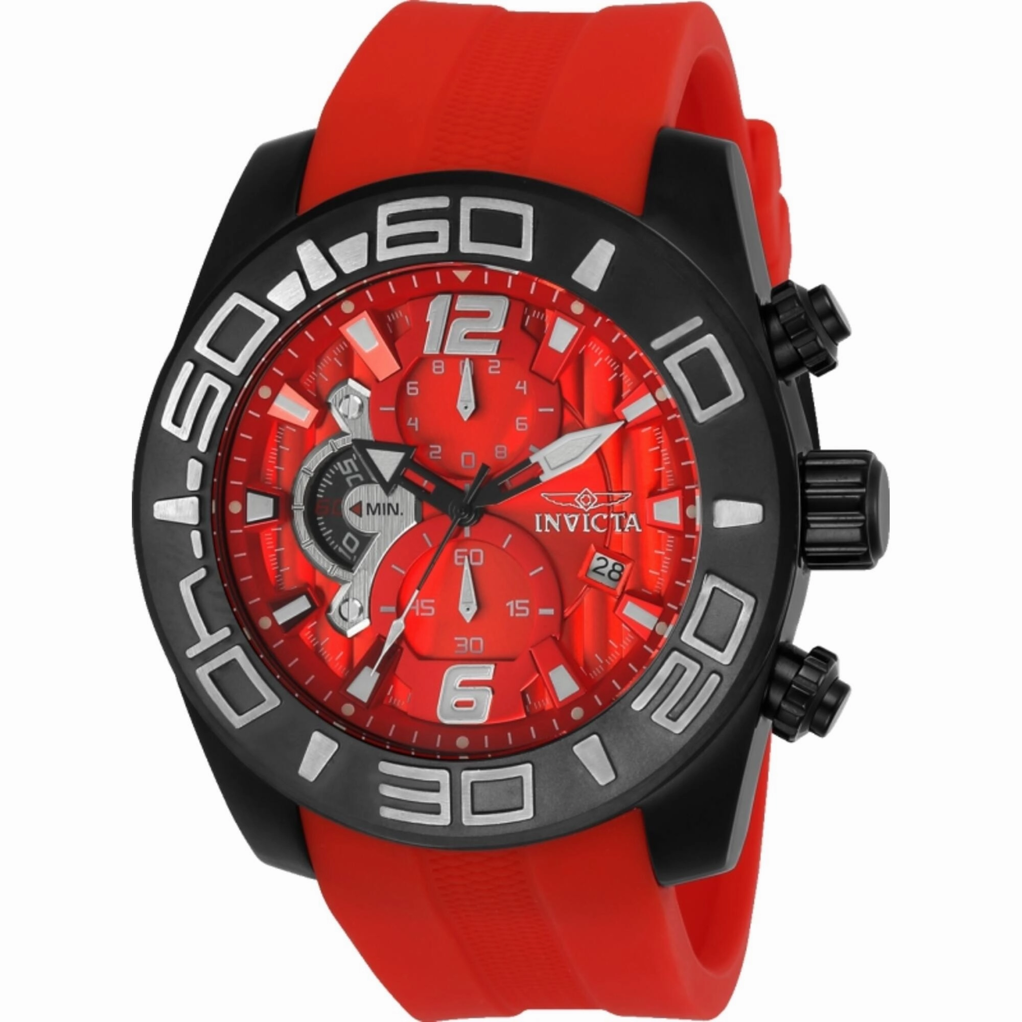 Invicta Men's Watch - Pro Diver Chronograph Red Dial Silicone Rubber Strap | 24161