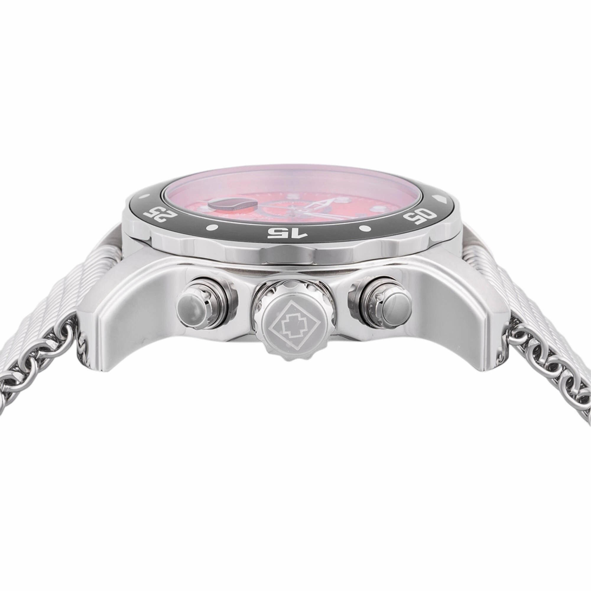 Invicta Men's Watch - Pro Diver Chronograph Red Dial Steel Mesh Bracelet | 47587