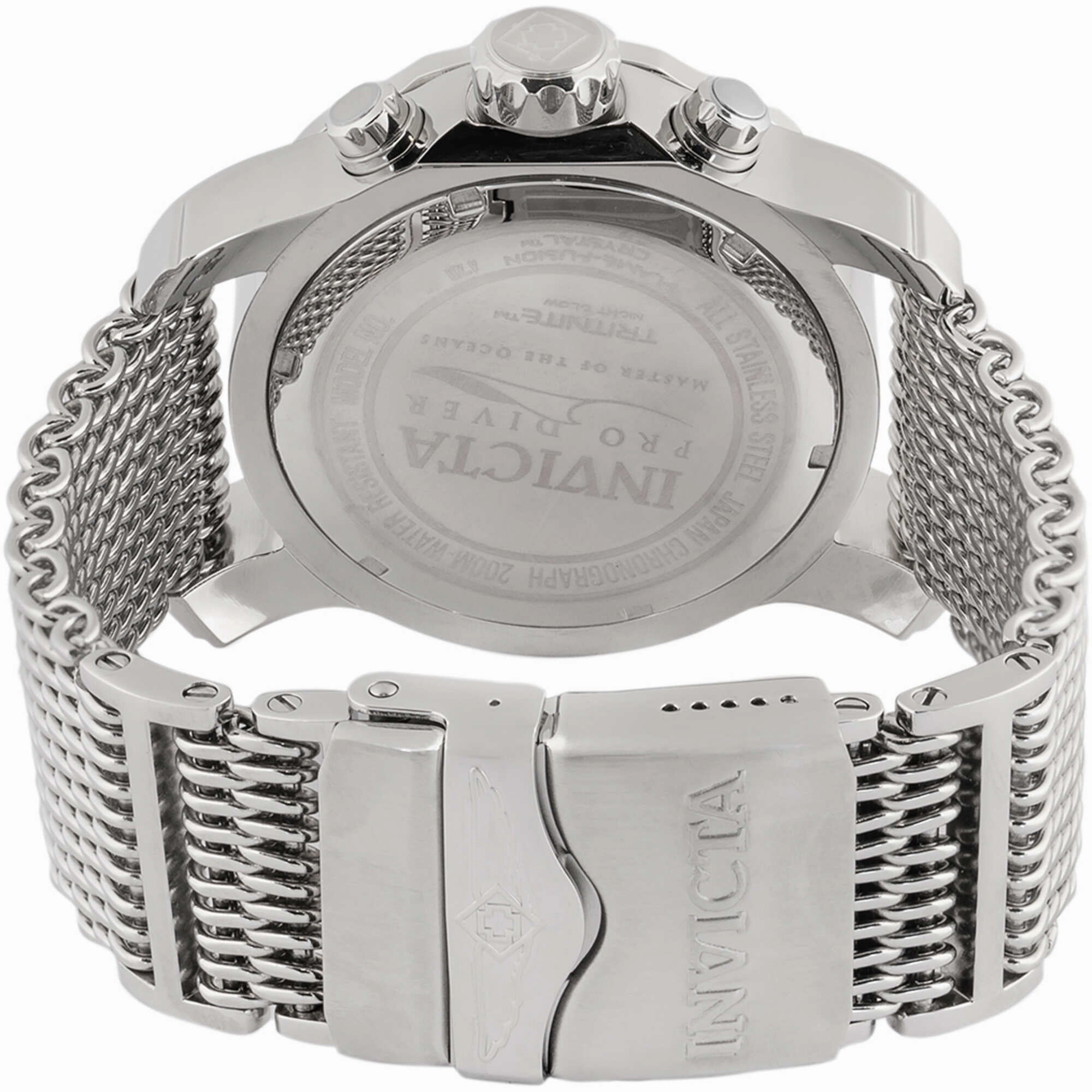 Invicta Men's Watch - Pro Diver Chronograph Red Dial Steel Mesh Bracelet | 47587