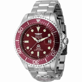 Invicta Men's Watch - Pro Diver Dual Time Red Dial Silver Tone Steel Bracelet | 45814