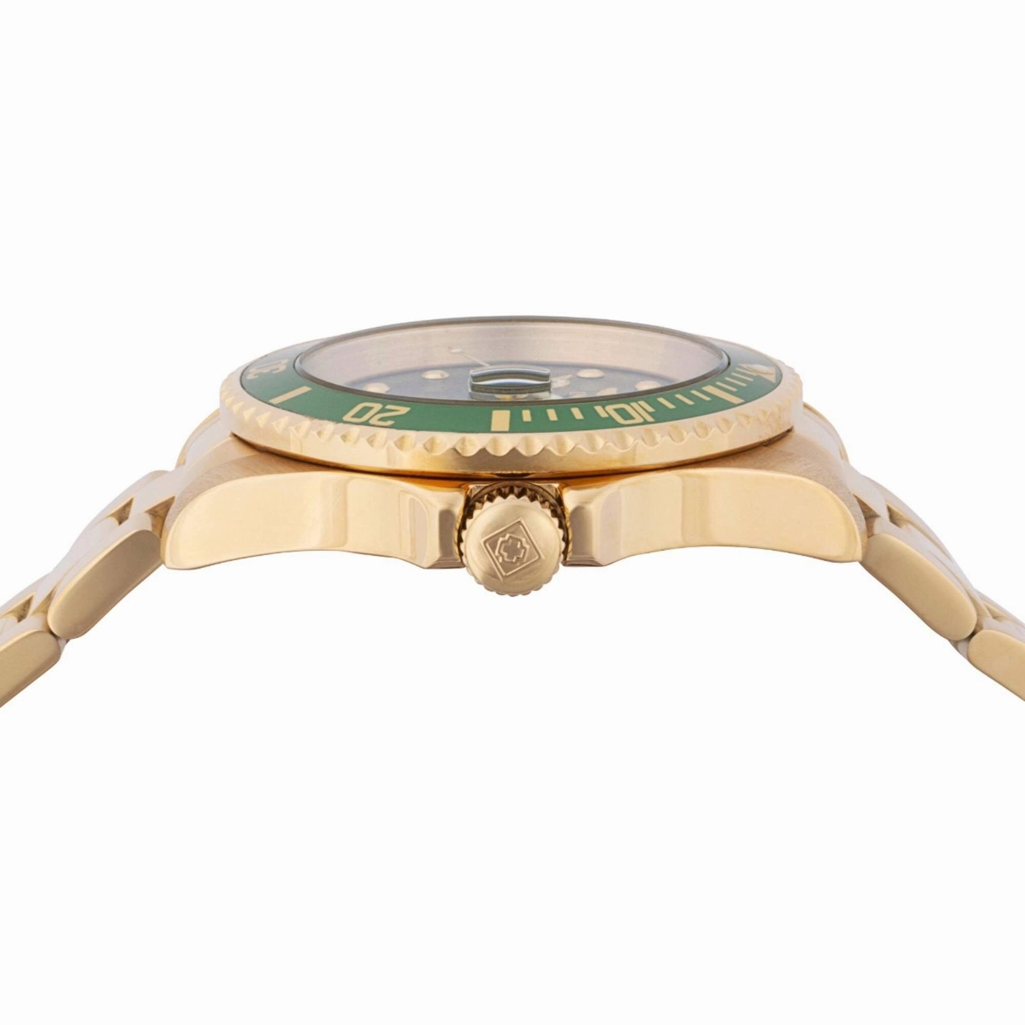 Invicta Men's Watch - Pro Diver Green Dial Yellow Gold Steel Bracelet Quartz | 43543
