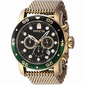 Invicta Men's Watch - Pro Diver Quartz Black Dial Yellow Gold Mesh Bracelet | 47632