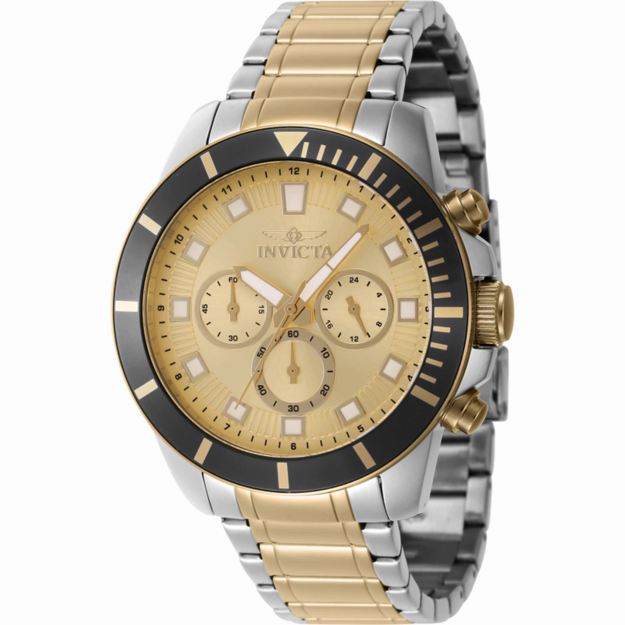 Invicta Men's Watch - Pro Diver Quartz Chrono Gold Dial Two Tone Bracelet | 46049