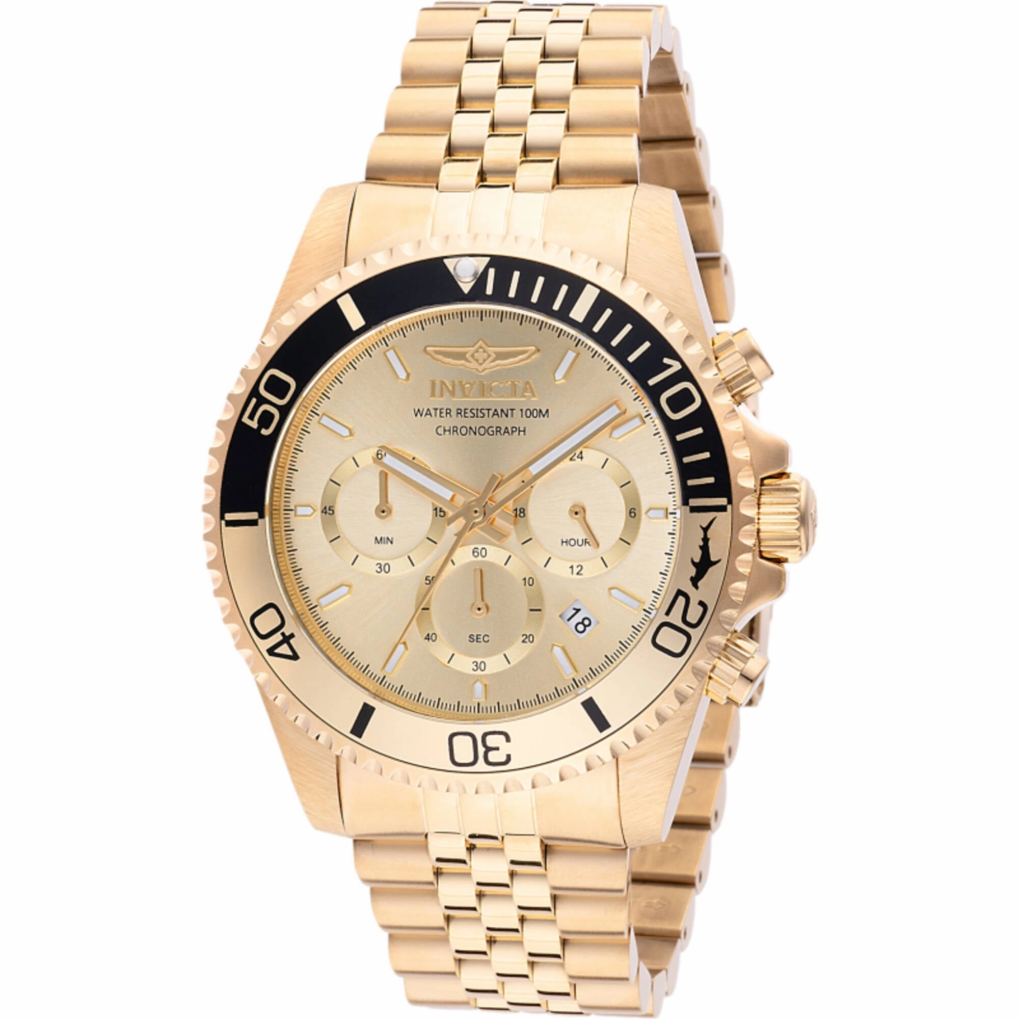Invicta Men's Watch - Pro Diver Quartz Chrono Gold Tone Dial Steel Bracelet | 48118