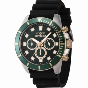 Invicta Men's Watch - Pro Diver Quartz Chronograph Green Dial Silicone Strap | 46083