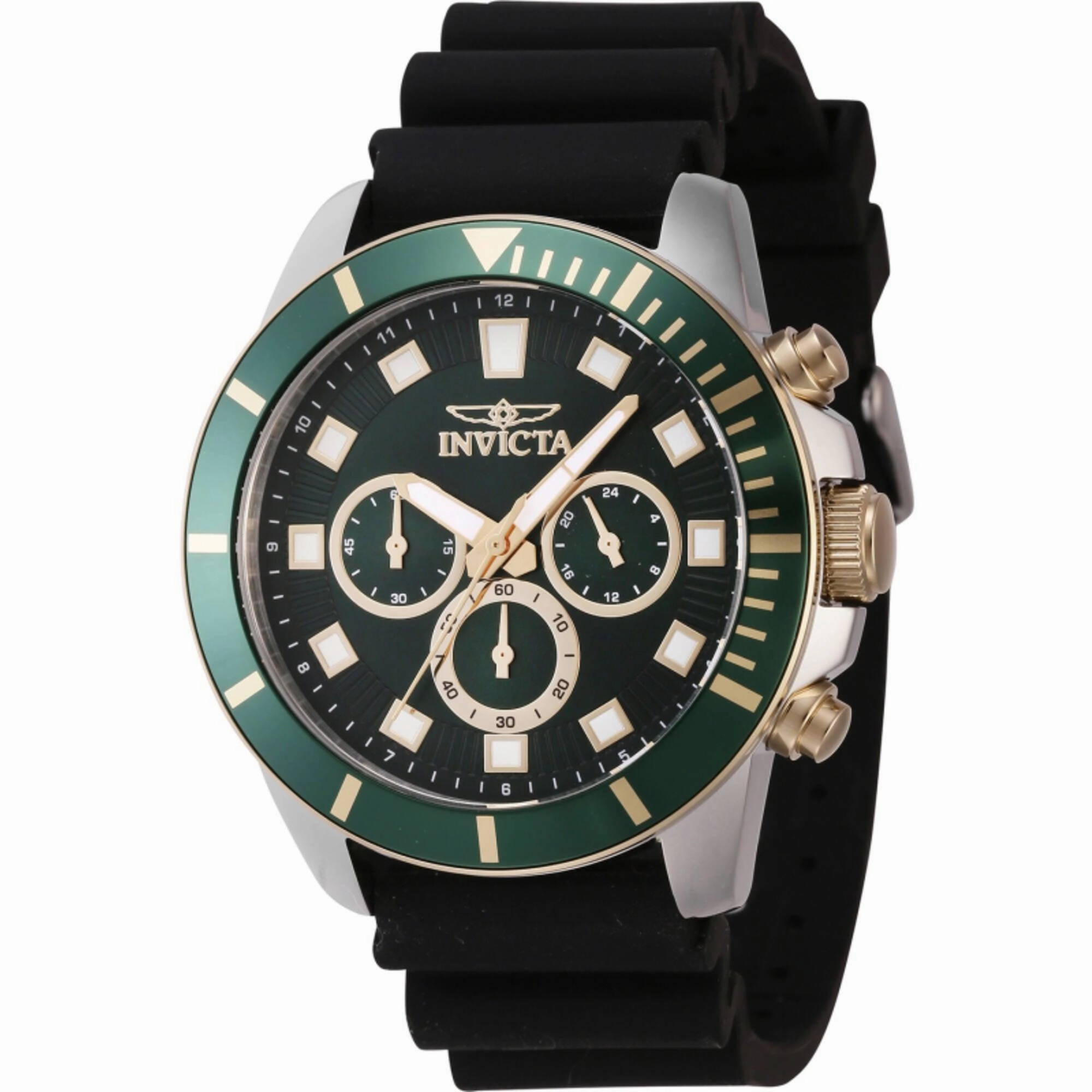 Invicta Men's Watch - Pro Diver Quartz Chronograph Green Dial Silicone Strap | 46083
