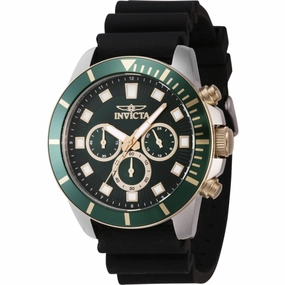 Invicta Men's Watch - Pro Diver Quartz Chronograph Green Dial Silicone Strap | 46083