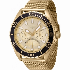 Invicta Men's Watch - Pro Diver Quartz Day-Date Gold Tone Dial Mesh Bracelet | 46908