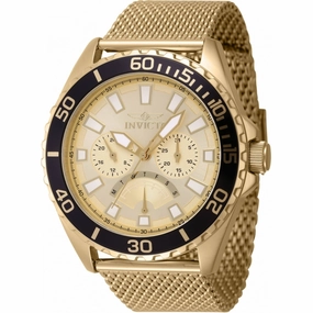 Invicta Men's Watch - Pro Diver Quartz Day-Date Gold Tone Dial Mesh Bracelet | 46908