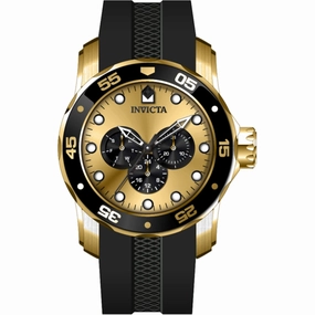 Invicta Men's Watch - Pro Diver Quartz Gold Tone Dial Black Silicone Strap | 45719