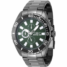 Invicta Men's Watch - Pro Diver Quartz Green Dial Charcoal Steel Bracelet | 29930
