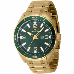 Invicta Men's Watch - Pro Diver Quartz Green Dial Yellow Gold Bracelet | 46675
