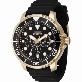 Invicta Men's Watch - Pro Diver Quartz Yellow Gold Case Black Silicone Strap | 47235